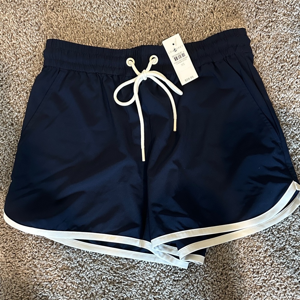 Lou & Grey Dark Blue Athletic Shorts with Light Trim
